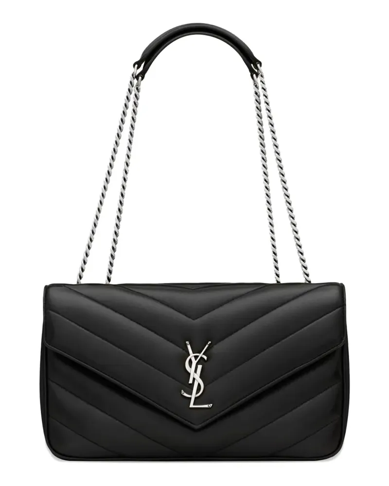 Saint Laurent Mittelgroße Loulou Schultertasche mit Zickzackmuster - Schwarz Schwarz
