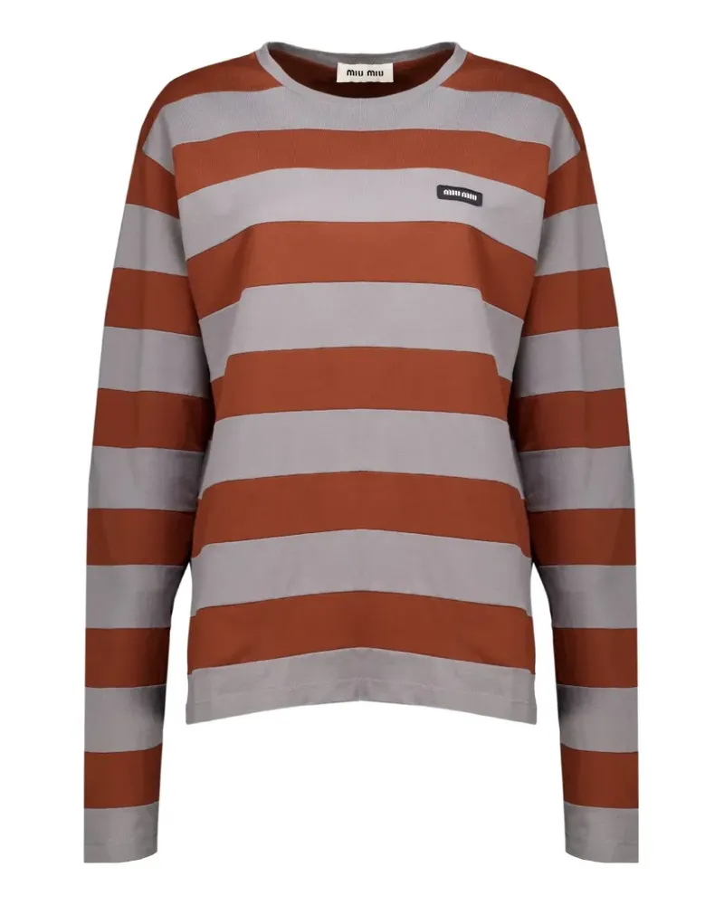 Miu Miu Gestreiftes T-Shirt - Braun Braun