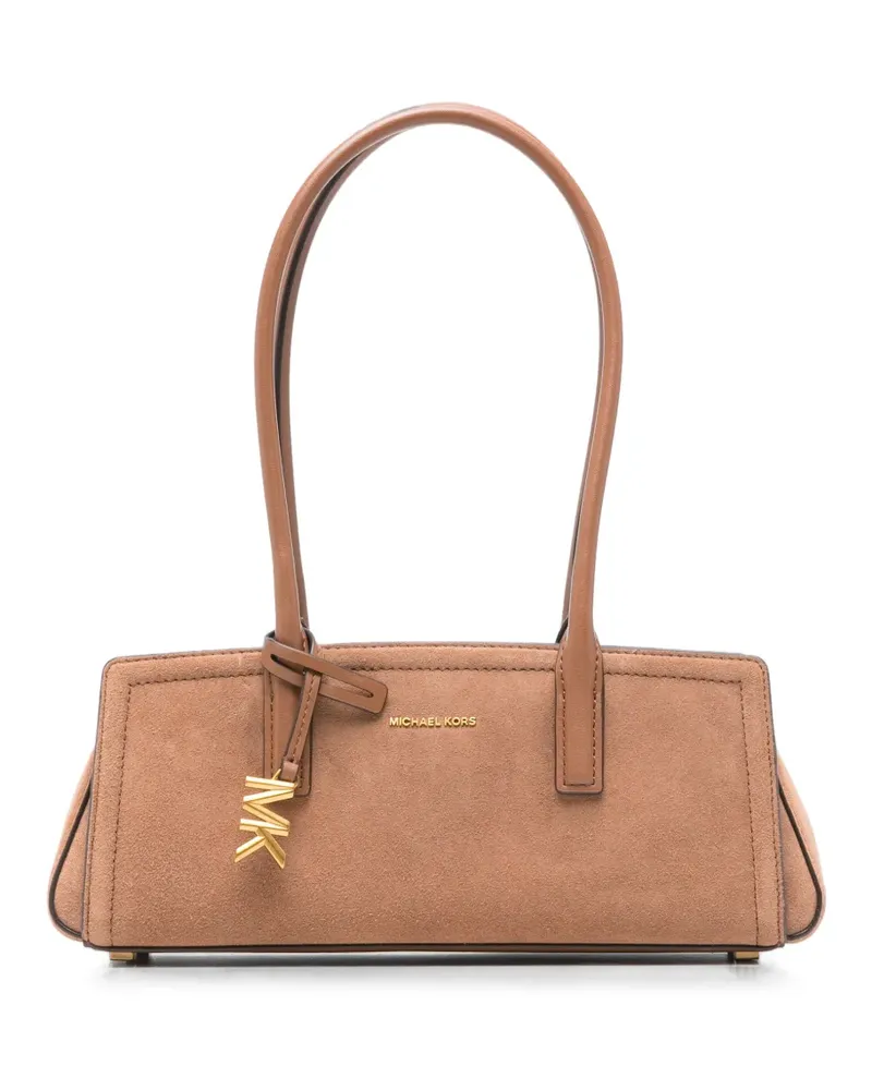 Michael Kors small Laila logo-plaque suede shoulder bag - Braun Braun