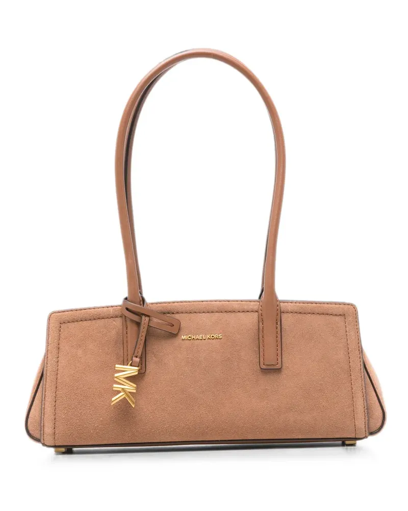 Michael Kors small Laila logo-plaque suede shoulder bag - Braun Braun