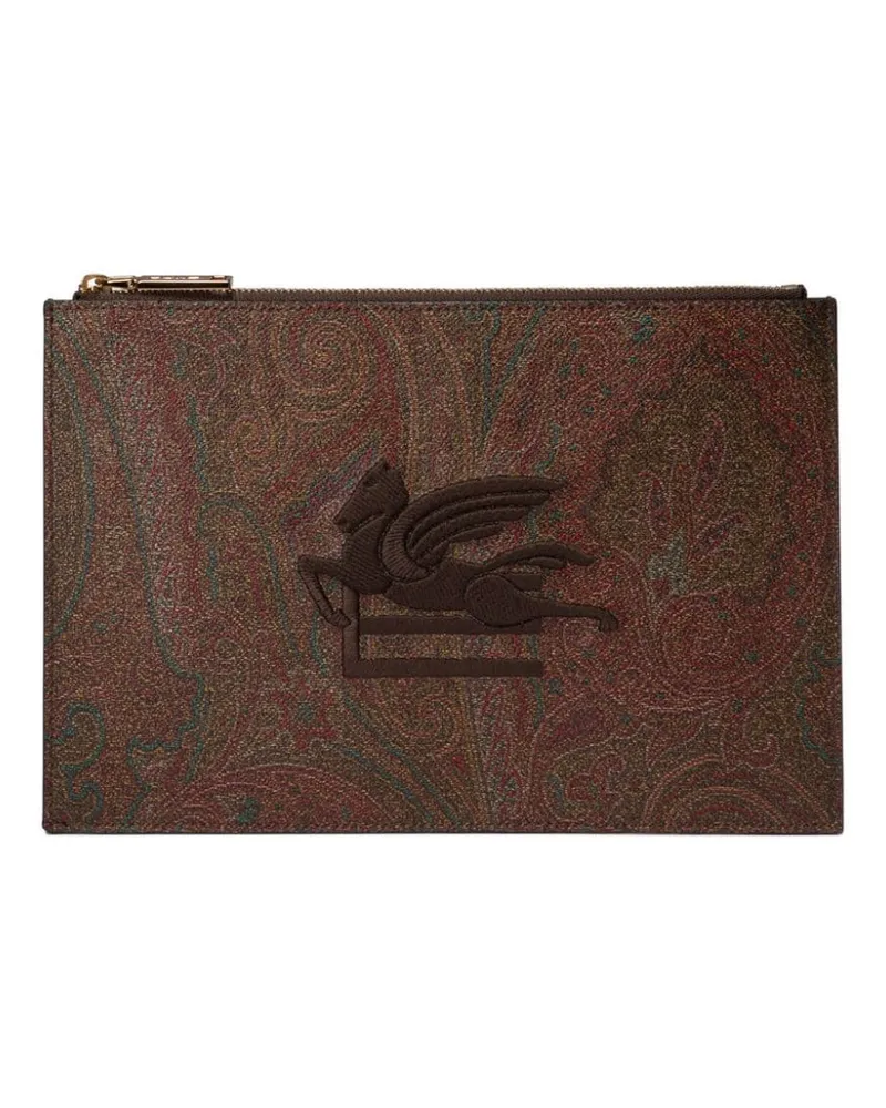 Etro Clutch mit Logo-Stickerei Braun