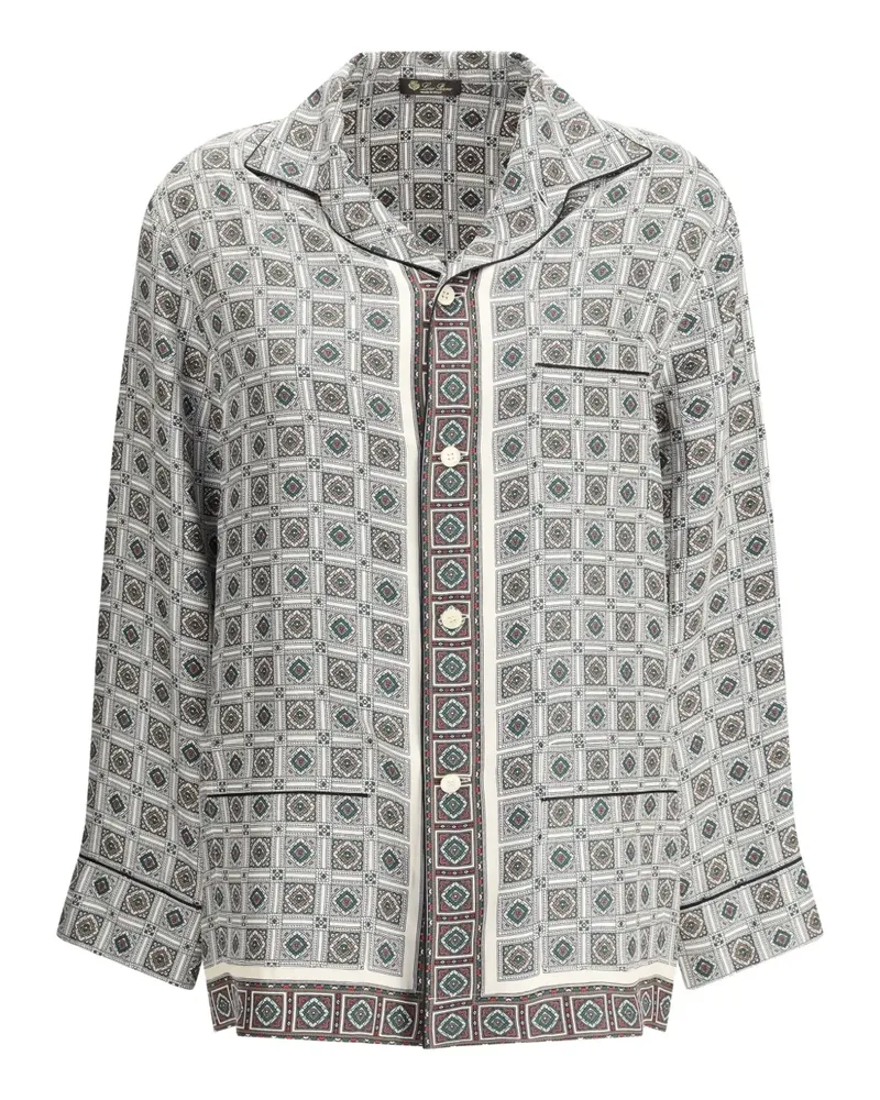 Loro Piana Seidenhemd mit geometrischem Print - Grau Grau