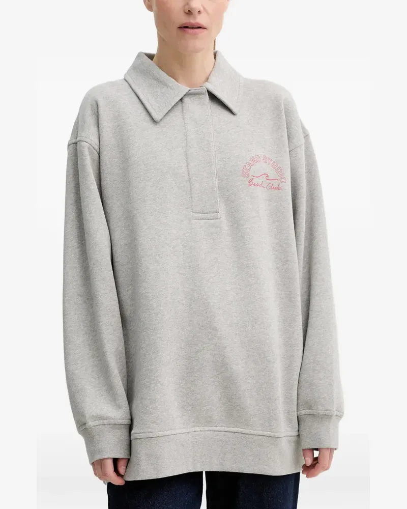 STAND collar graphic sweatshirt - Grau Grau