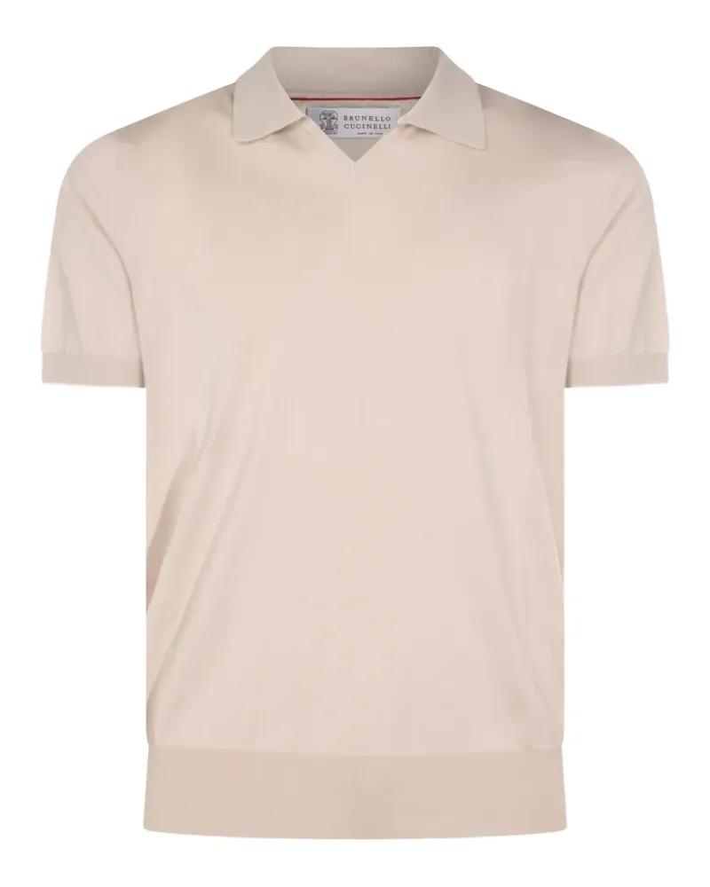 Brunello Cucinelli collared short-sleeve T-shirt - Nude Nude
