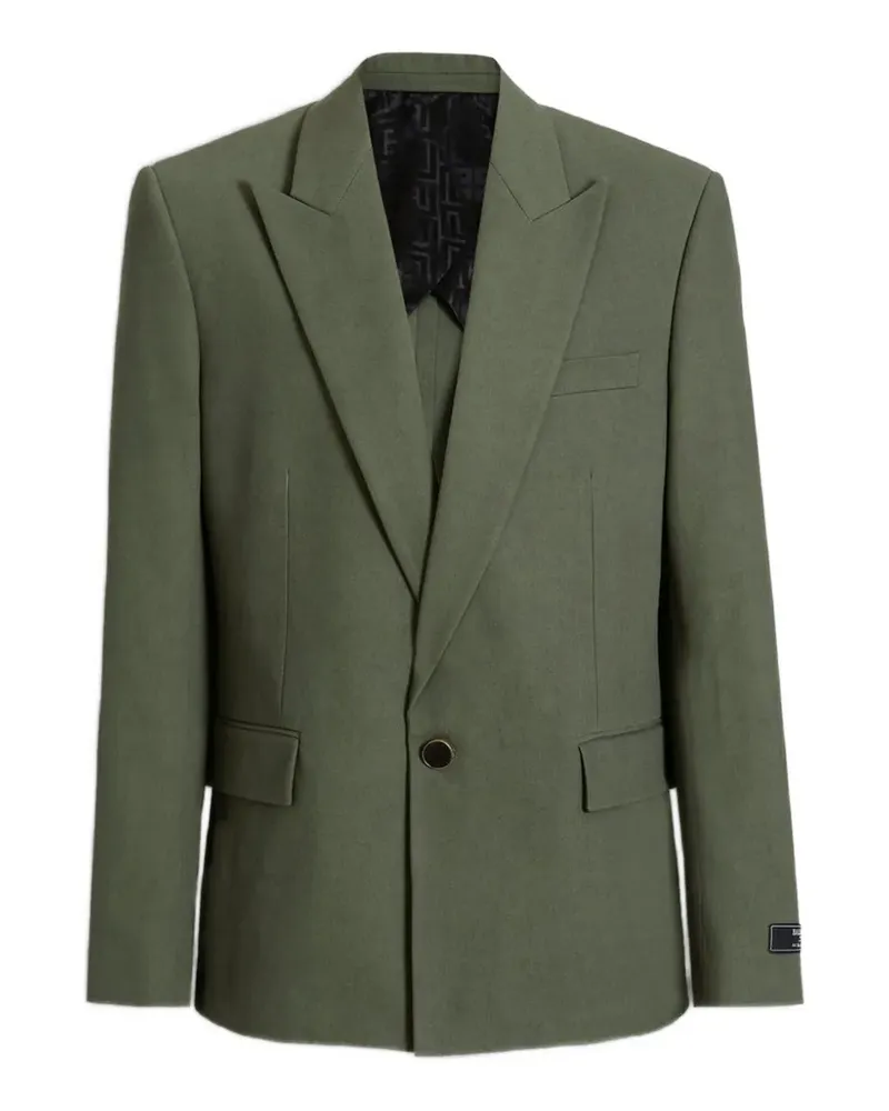 Balmain Jacke aus Baumwolltwill mit Knopf - Grün Grün
