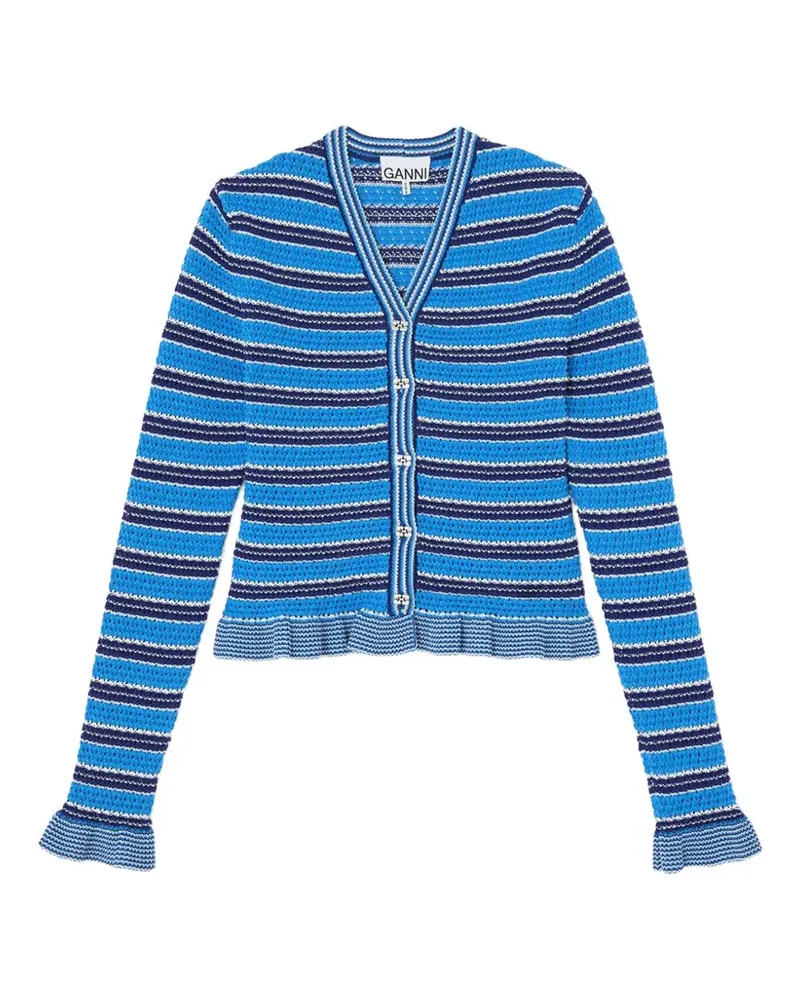 Ganni Gestreifter Cardigan - Blau Blau