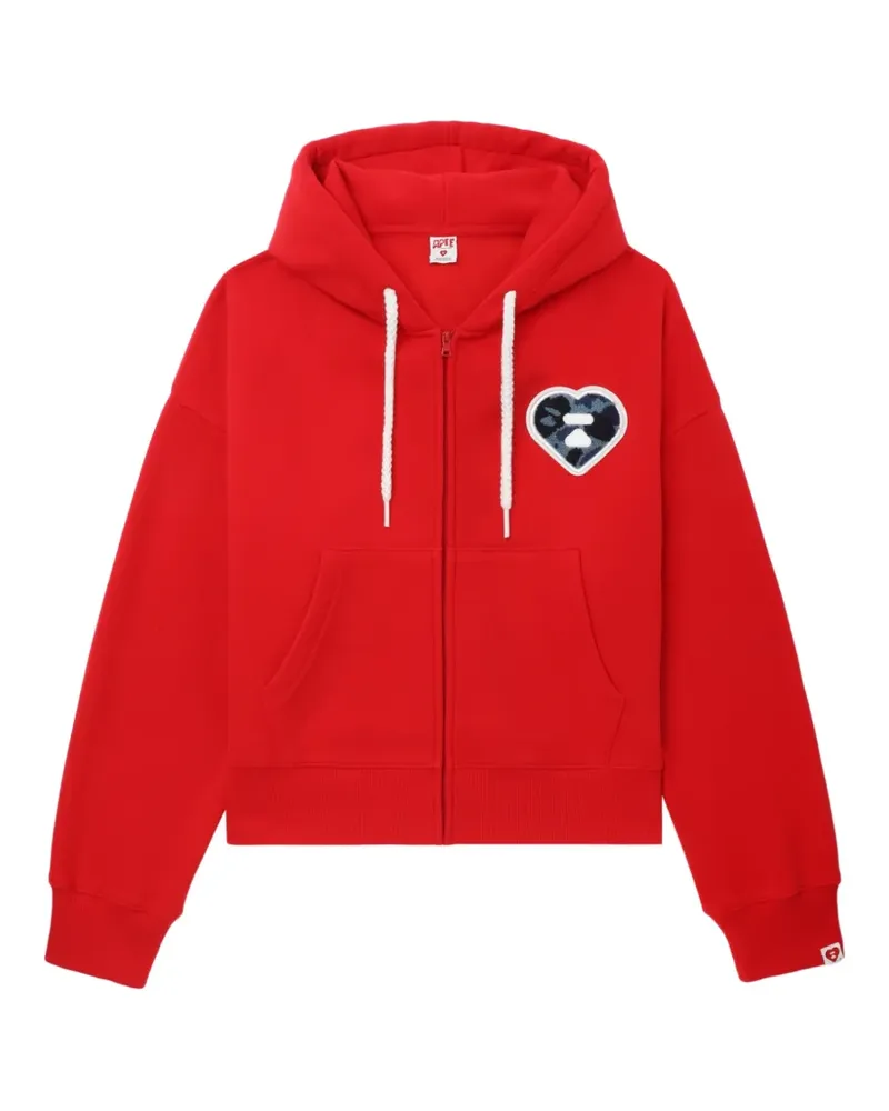 BAPE Kapuzenjacke mit Herz-Patch - Rot Rot