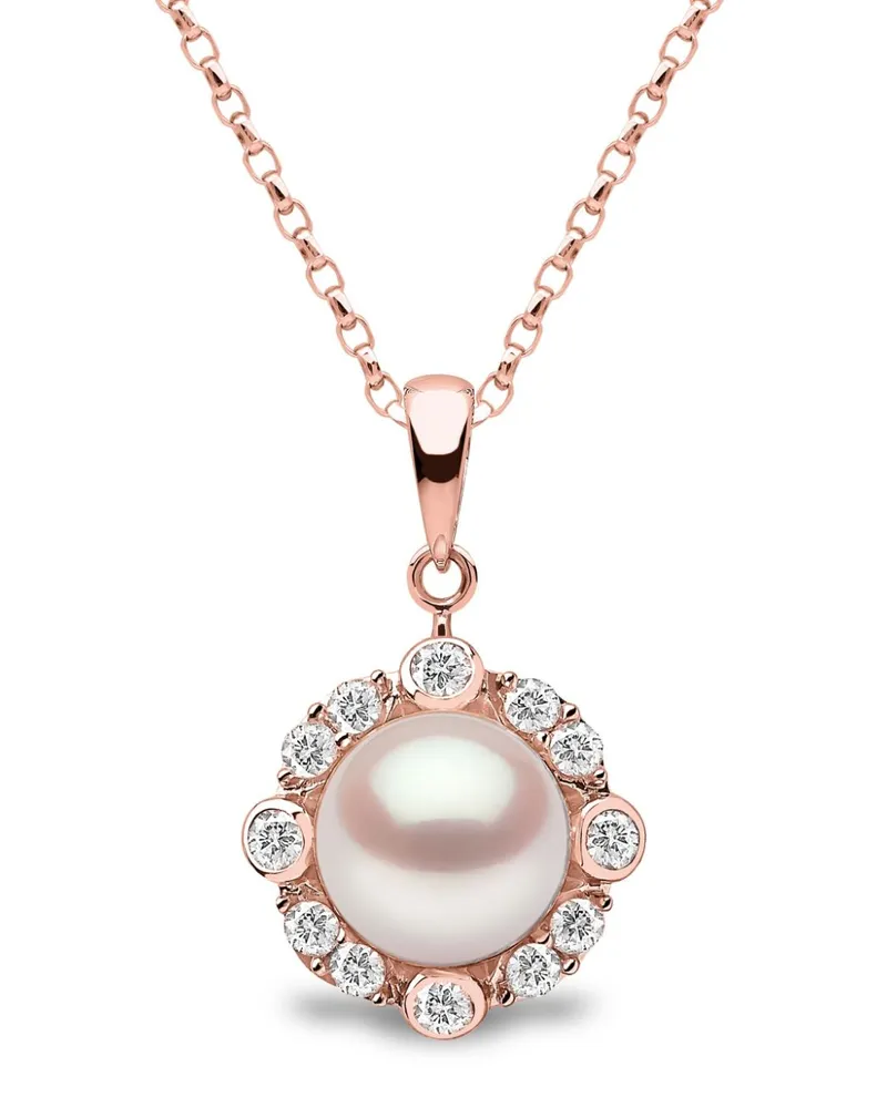 YOKO London 18kt Rotgoldhalskette mit Süßwasserperle und Diamanten - Rosa Rosa