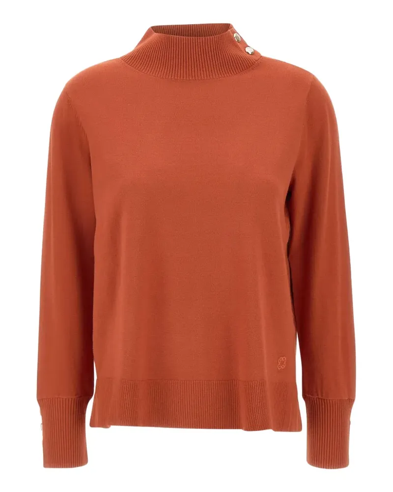 Elena Mirò button-detail ribbed-trim fine-knit top - Orange Orange