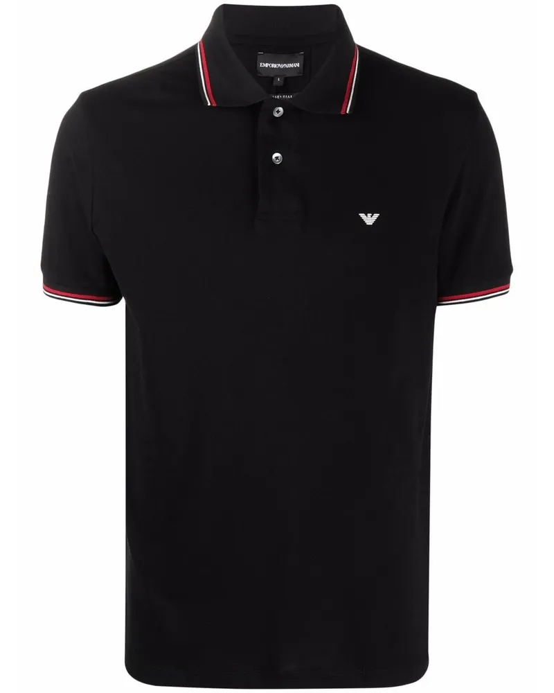 Emporio Armani Poloshirt mit Logo-Print - Schwarz Schwarz