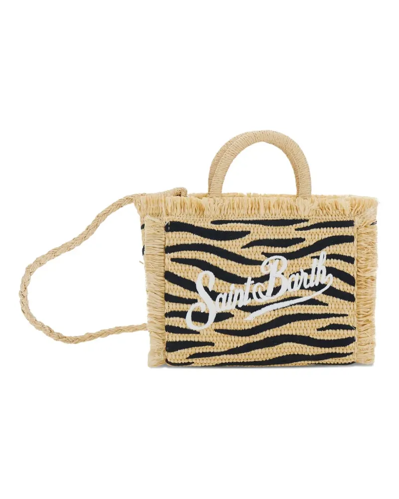 MC2 Saint Barth zebra-print frayed tote bag - Nude Nude