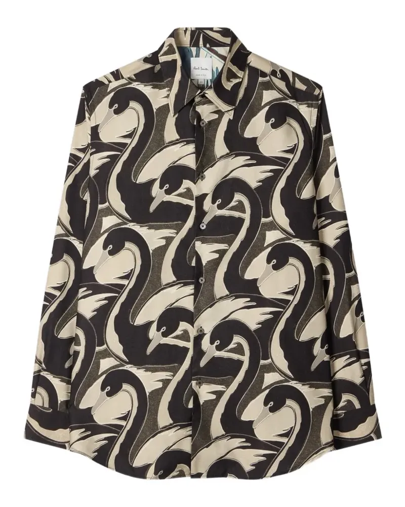 Paul Smith Hemd mit Schwan-Print - Schwarz Schwarz