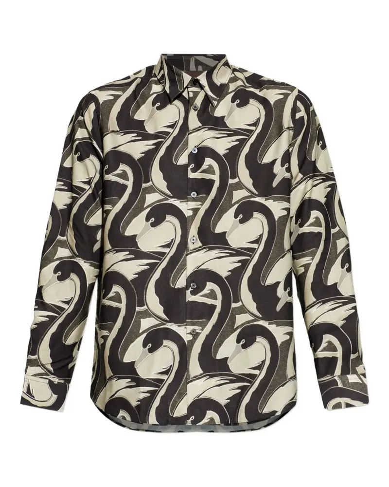 Paul Smith long-sleeve swan-print shirt - Schwarz Schwarz