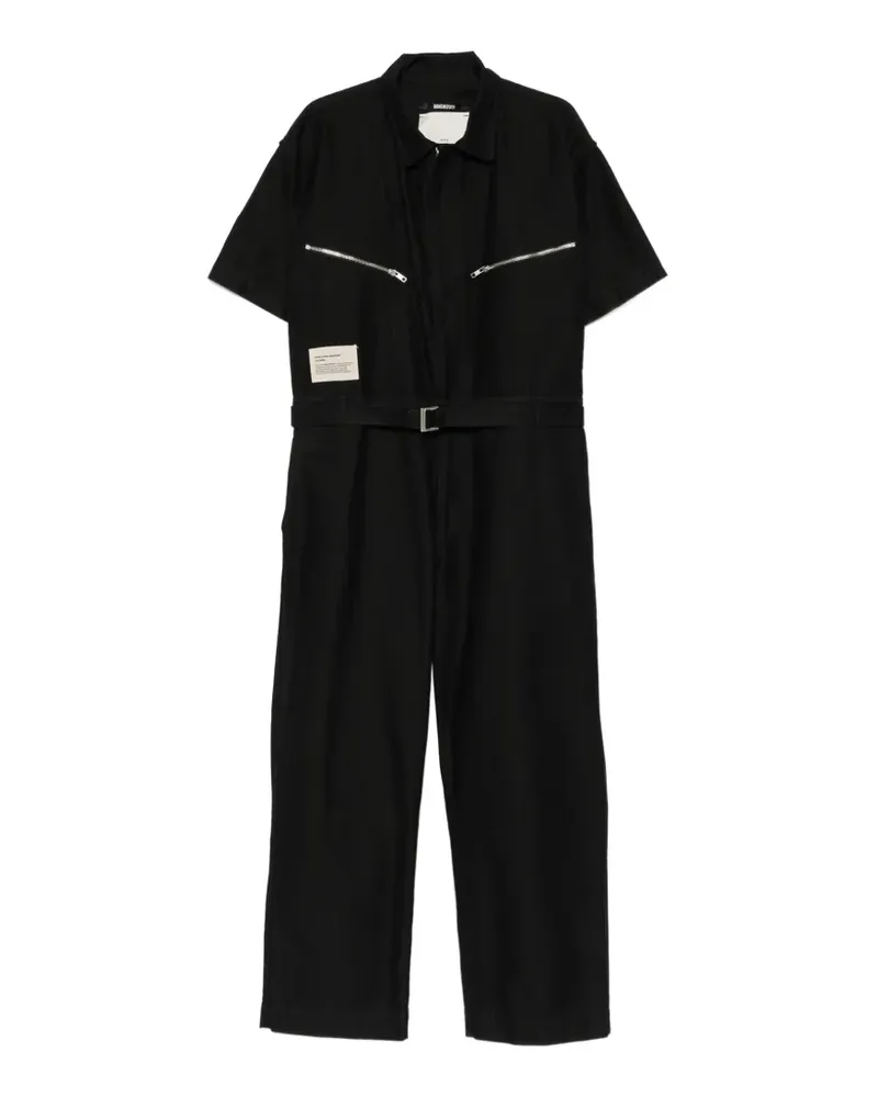 Song For The Mute x Birkenstock belted zip-pocket jumpsuit - Schwarz Schwarz