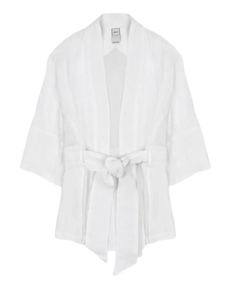 120% Lino belted linen kimono jacket - Weiß Weiß