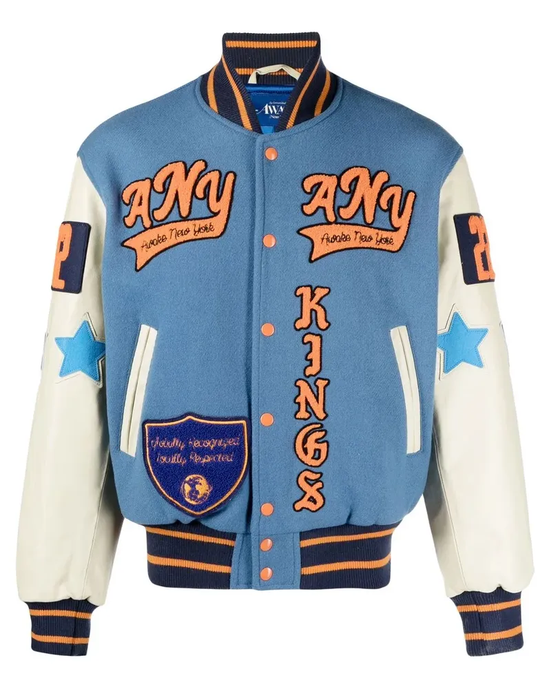 AWAKE NY Sportjacke mit Löwen-Patch - Blau Blau