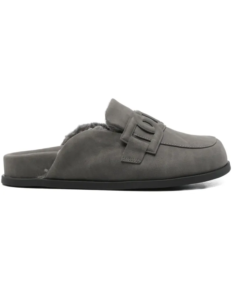 Twin-Set Slipper mit Shearling-Futter - Grau Grau