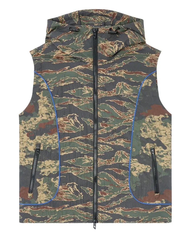 Diesel Kapuzenweste mit Camouflage-Print - Blau Blau