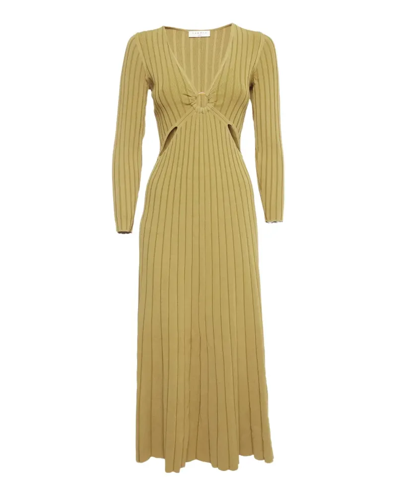 Sandro Geripptes Minikleid mit Cut-Out - Gelb Gelb