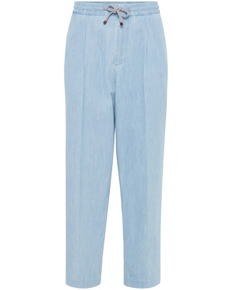 Brunello Cucinelli Chambray-Jeans mit geradem Bein Blau