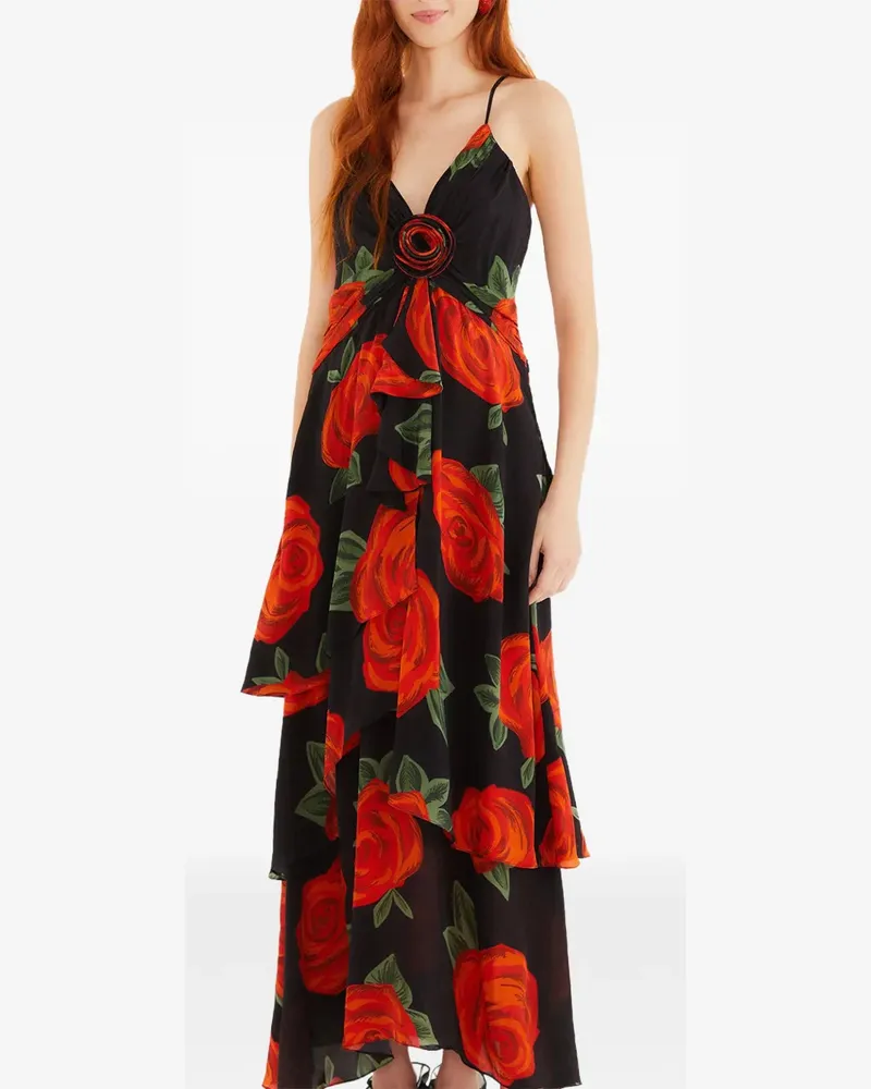 FARM Rio floral-print layered dress - Rot Rot