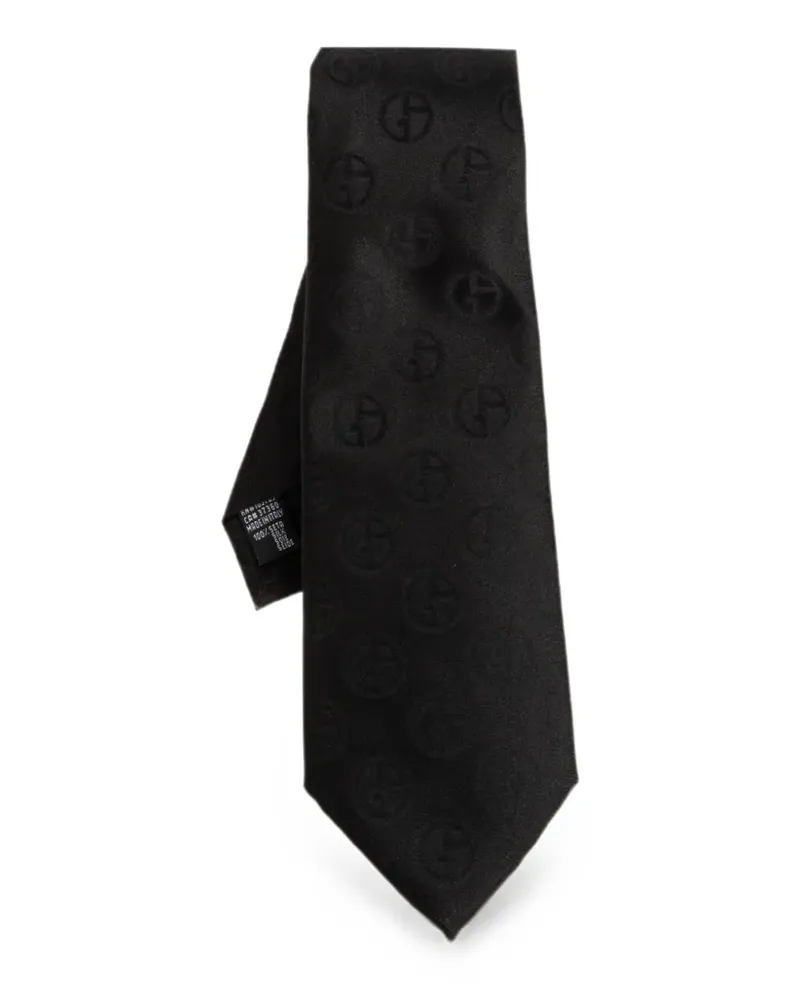 Giorgio Armani Seidenkrawatte aus Logo-Jacquard - Schwarz Schwarz