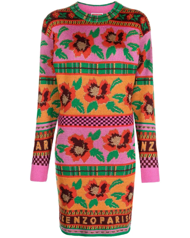 Kenzo Fairisle Intarsienkleid Rosa