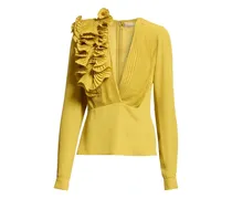 Chiffonbluse mit Biesen - Gelb