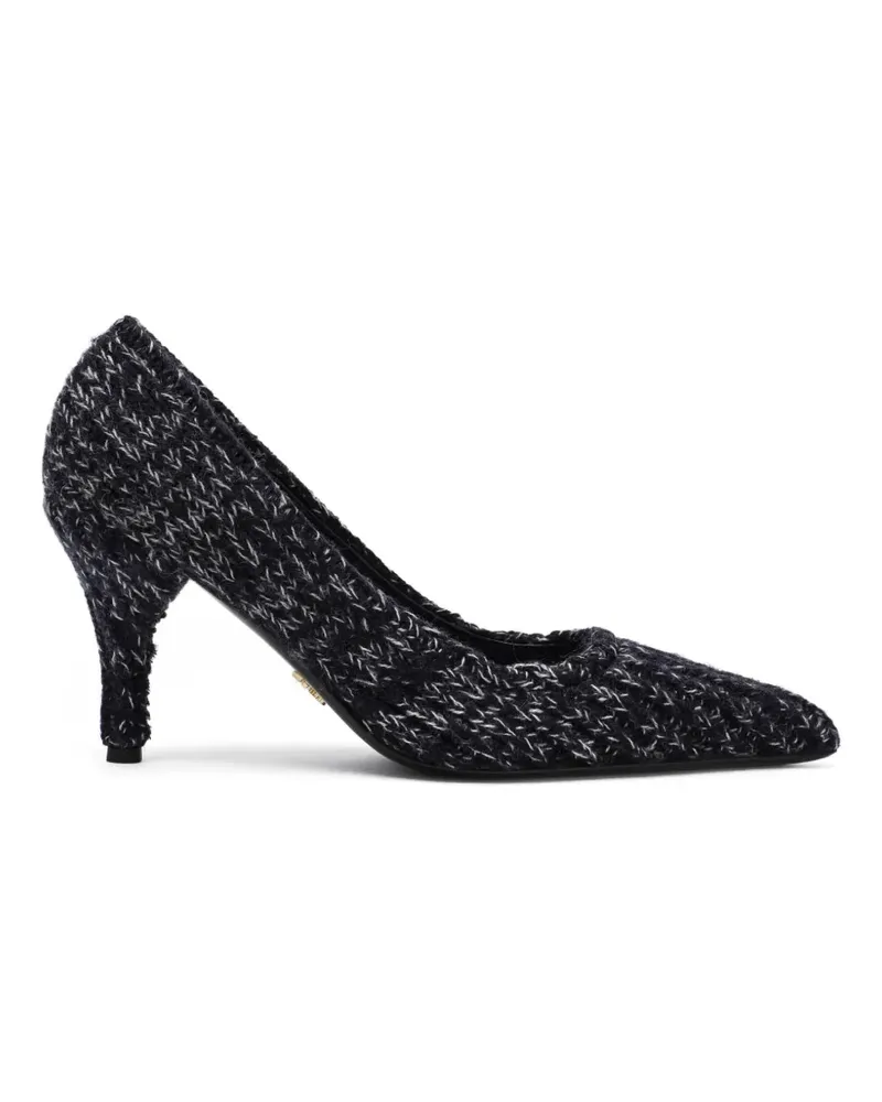 Prada Pumps aus meliertem Strick - Blau Blau