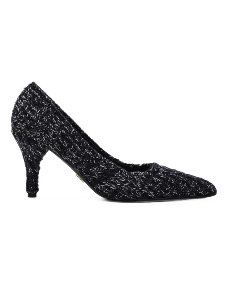 Prada Pumps aus meliertem Strick - Blau Blau