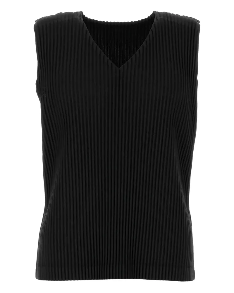 Issey Miyake Plissiertes Trägershirt mit V-Ausschnitt - Schwarz Schwarz