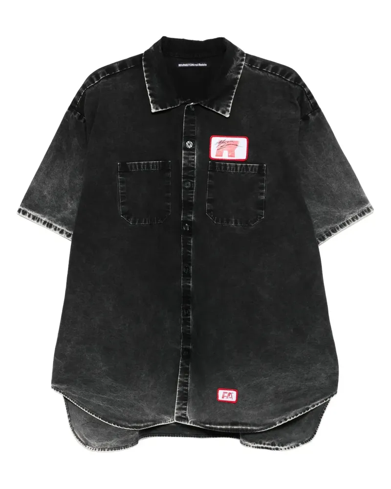 RRR123 Hemd mit Logo-Print - Schwarz Schwarz