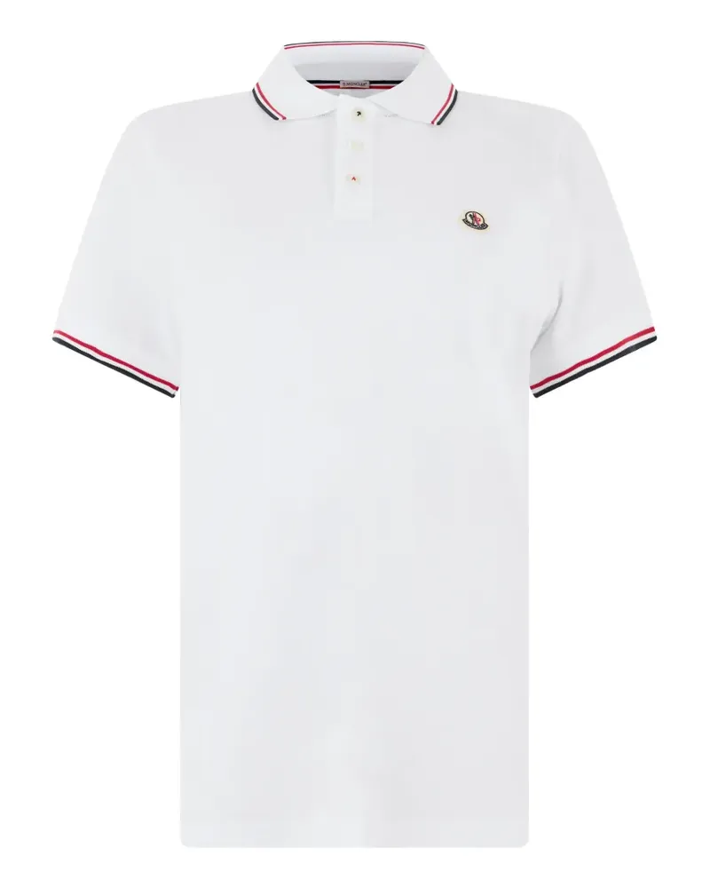 Moncler Poloshirt mit dreifarbigem Besatz - Weiß Weiß
