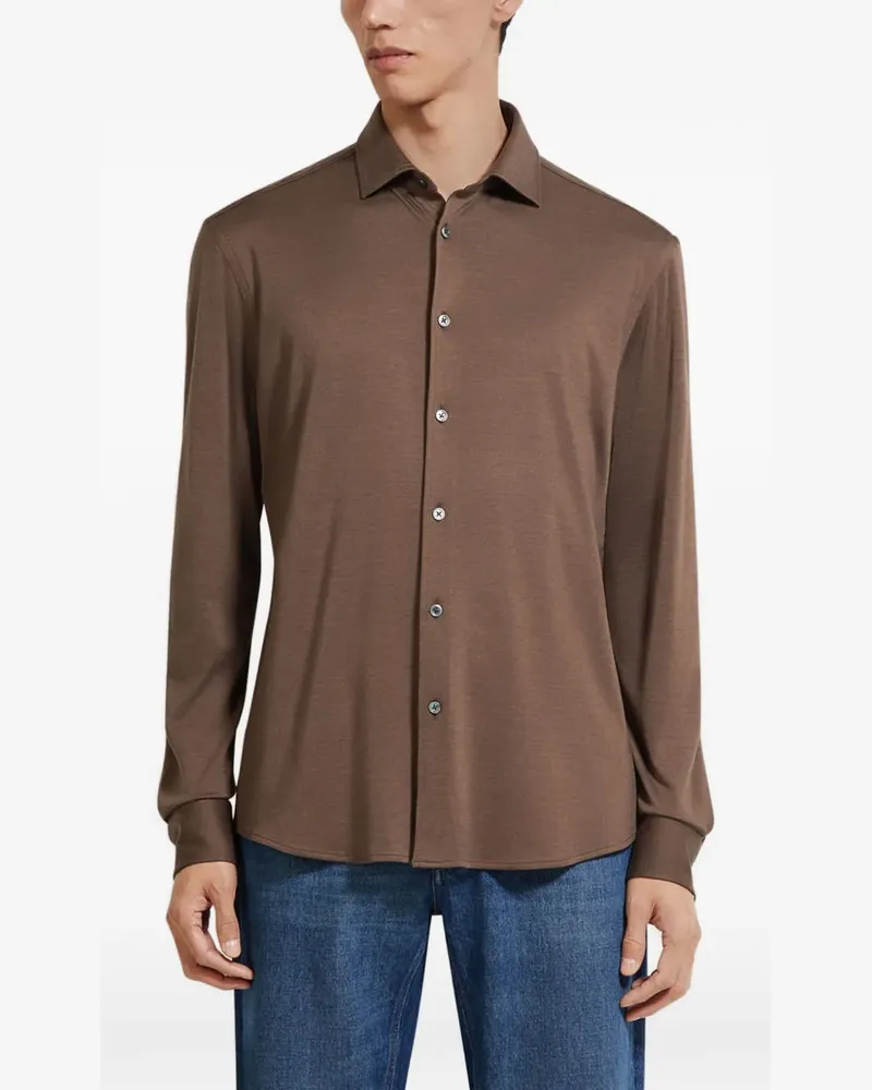 Ermenegildo Zegna T-Shirt aus Kaschmir-Seidengemisch - Braun Braun