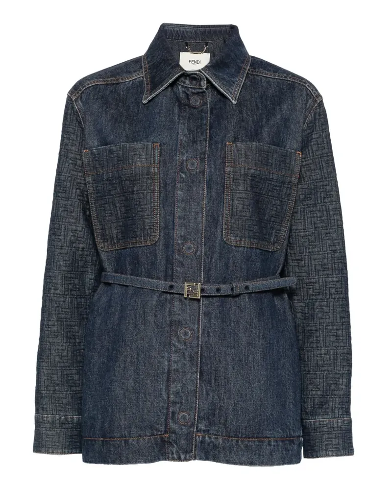 Fendi FF-logo belted jacket - Blau Blau
