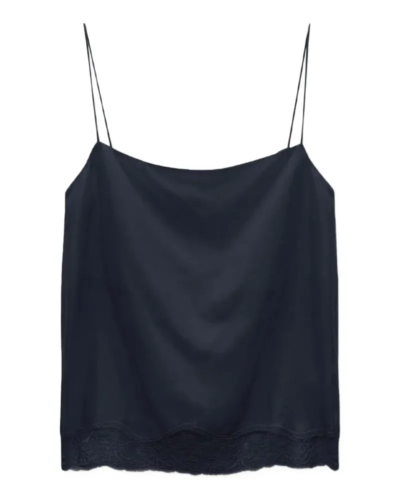 Dorothee Schumacher Habotai Oberteil aus Seide mit Spitzenbesatz - Blau Blau