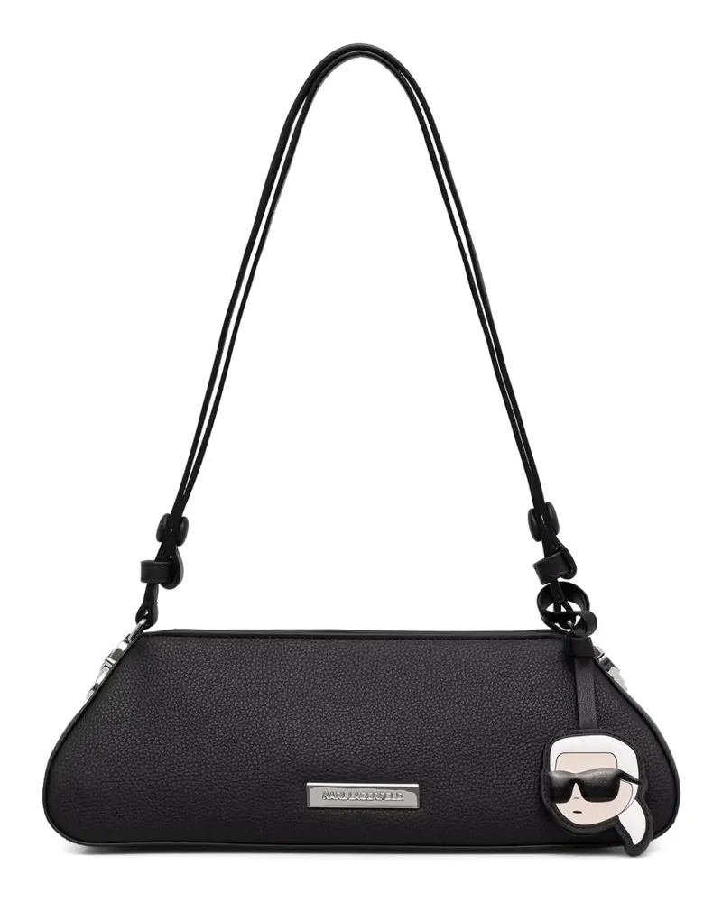 Karl Lagerfeld logo-plaque pebbled shoulder bag - Schwarz Schwarz