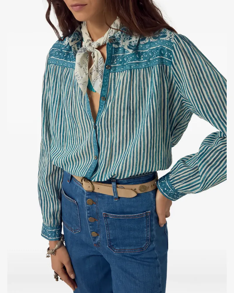 MAISON HOTEL Maria striped block-print shirt - Blau Blau