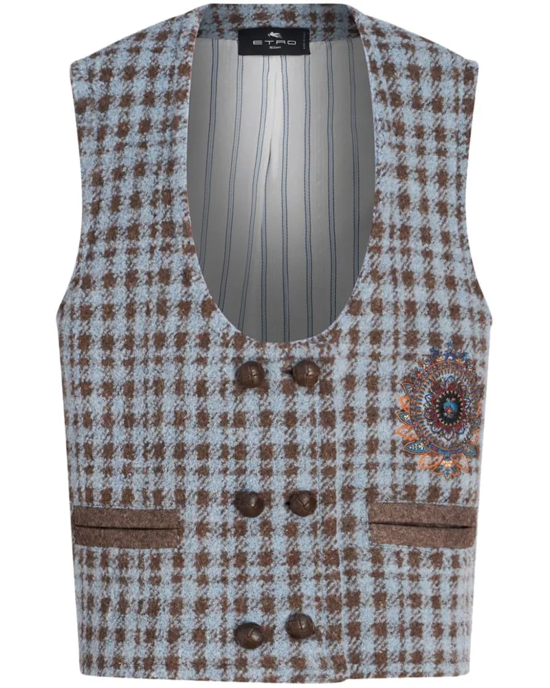Etro Mantel mit Hahnentrittmuster - Blau Blau