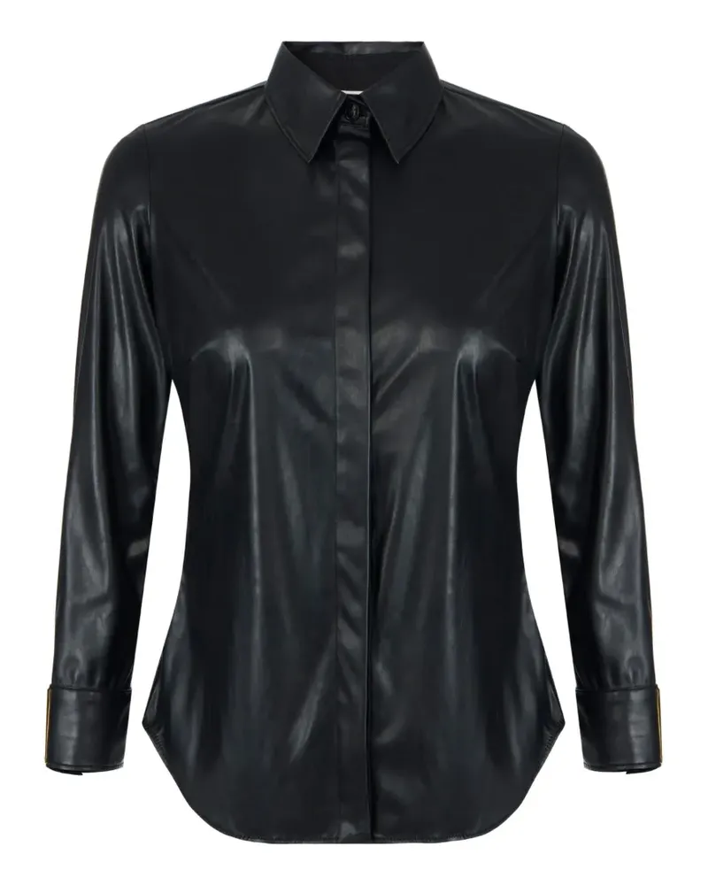 Elisabetta Franchi logo-plaque leather-effect shirt - Schwarz Schwarz