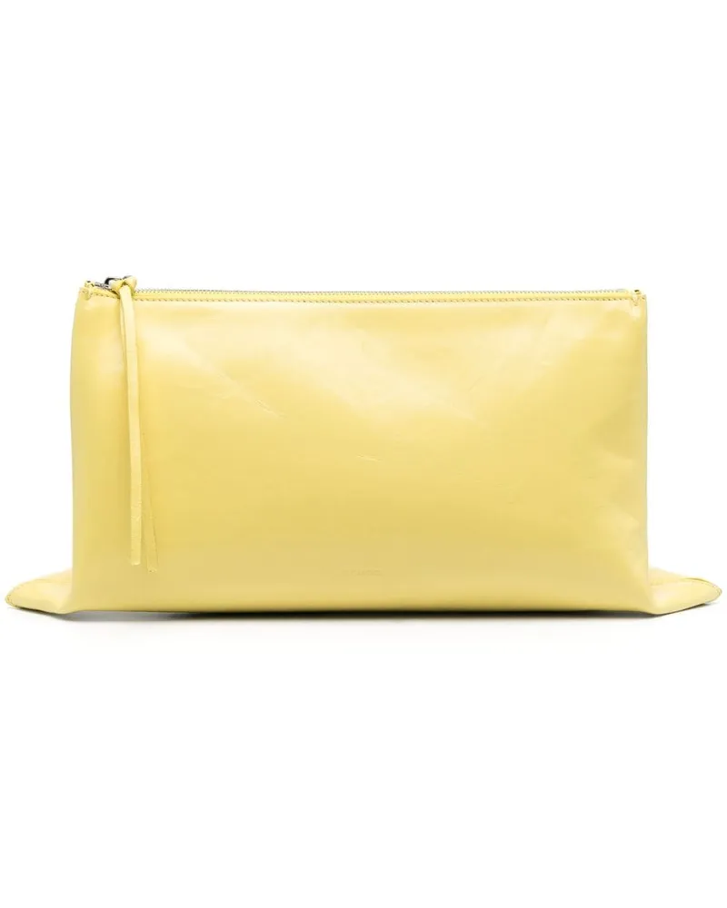 Jil Sander Clutch mit Logo - Gelb Gelb