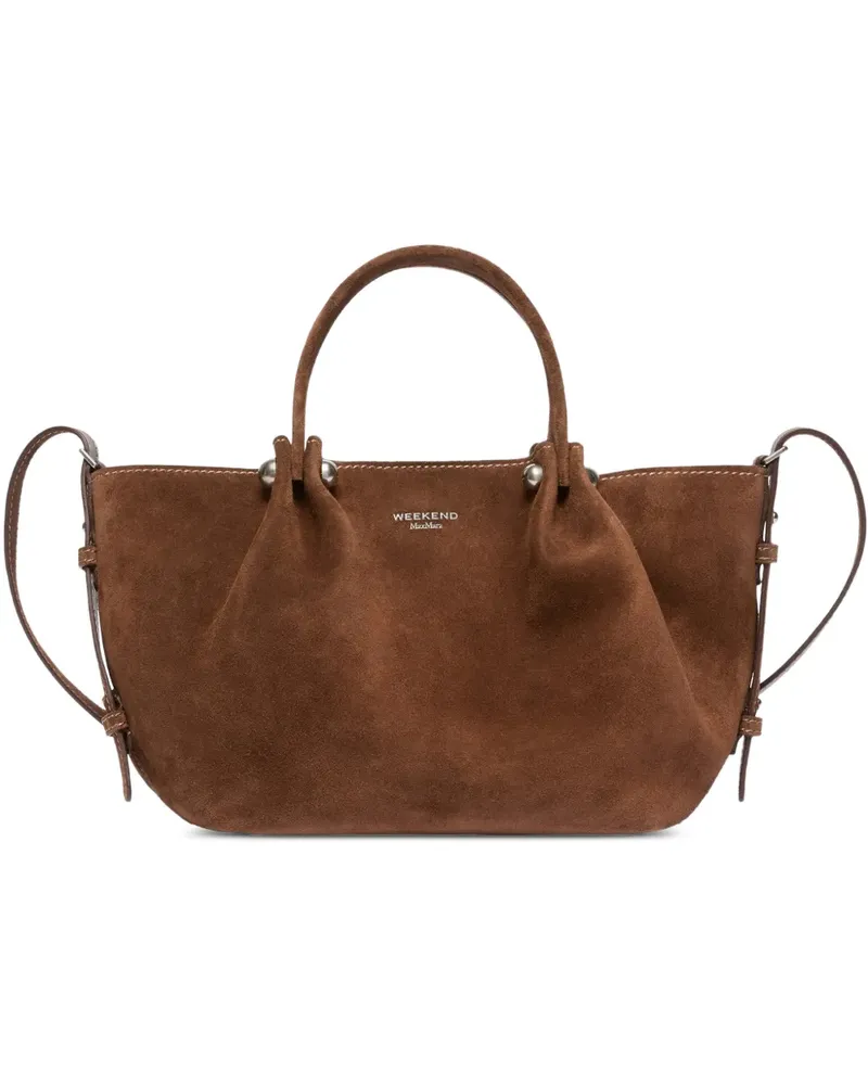 Max Mara Kleine WKARIO Tote Bag aus Wildleder mit Logo-Print - Braun Braun