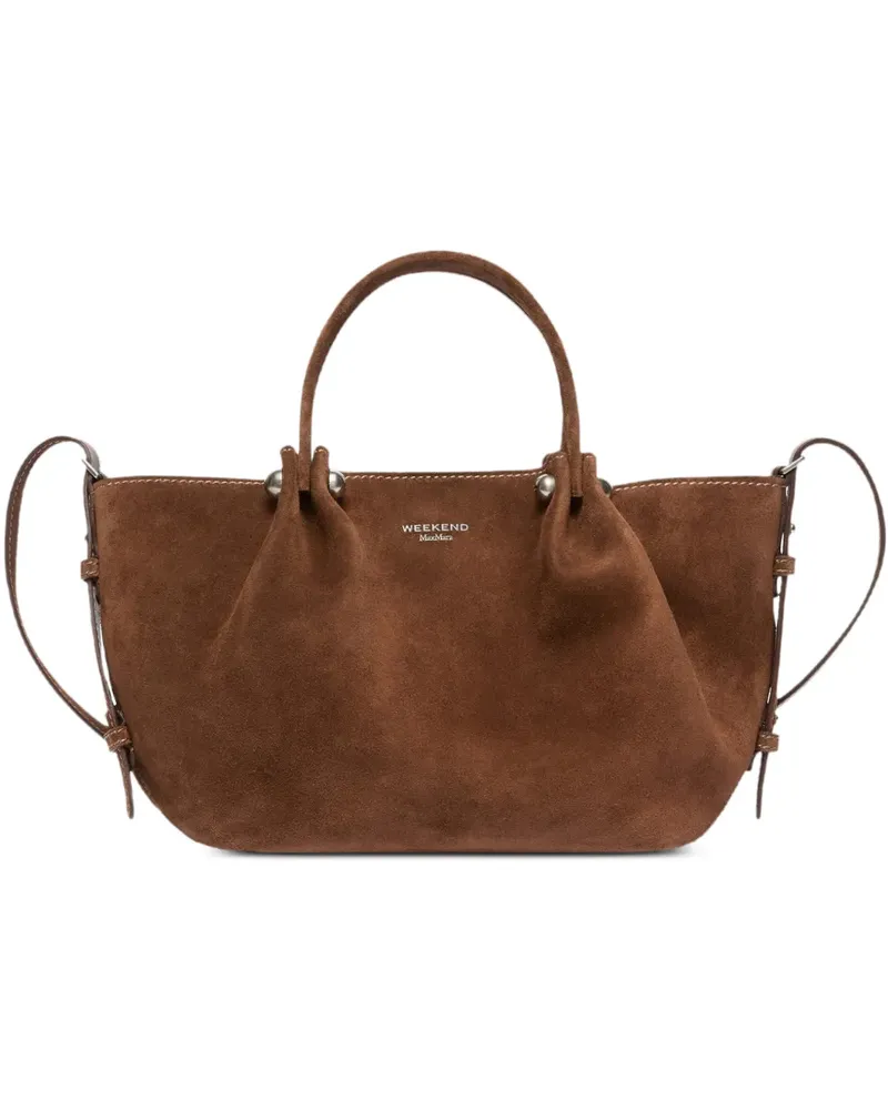Max Mara Kleine WKARIO Tote Bag aus Wildleder mit Logo-Print - Braun Braun