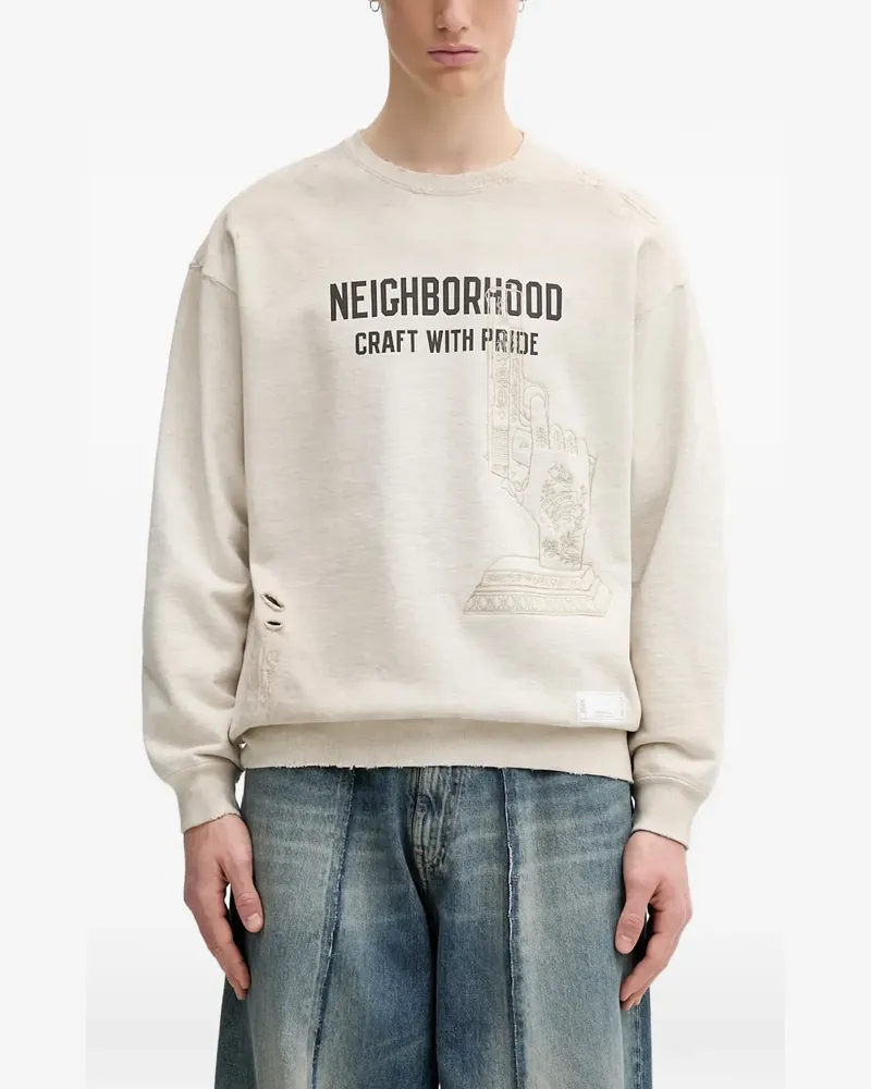 Neighborhood distressed graphic-print sweater - Nude Nude