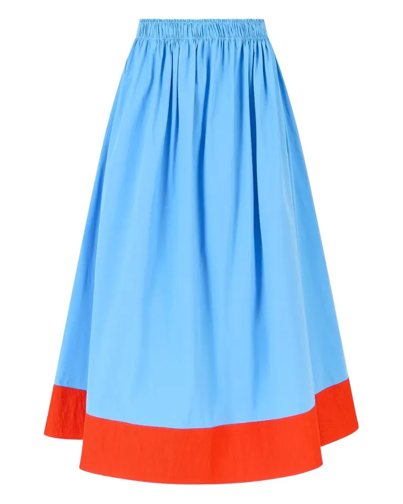 Rosie Assoulin Geraffter Popeline-Midirock - Blau Blau