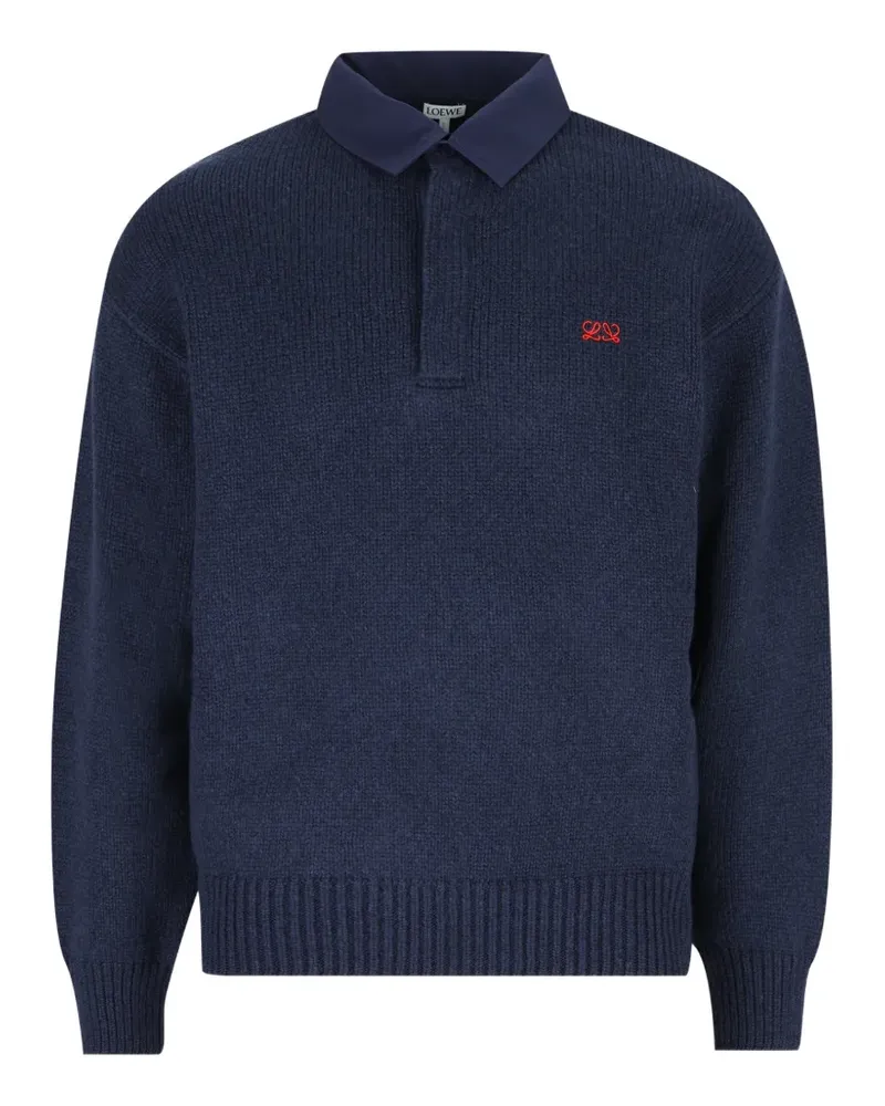 Loewe Polo Pullover aus Wolle - Blau Blau