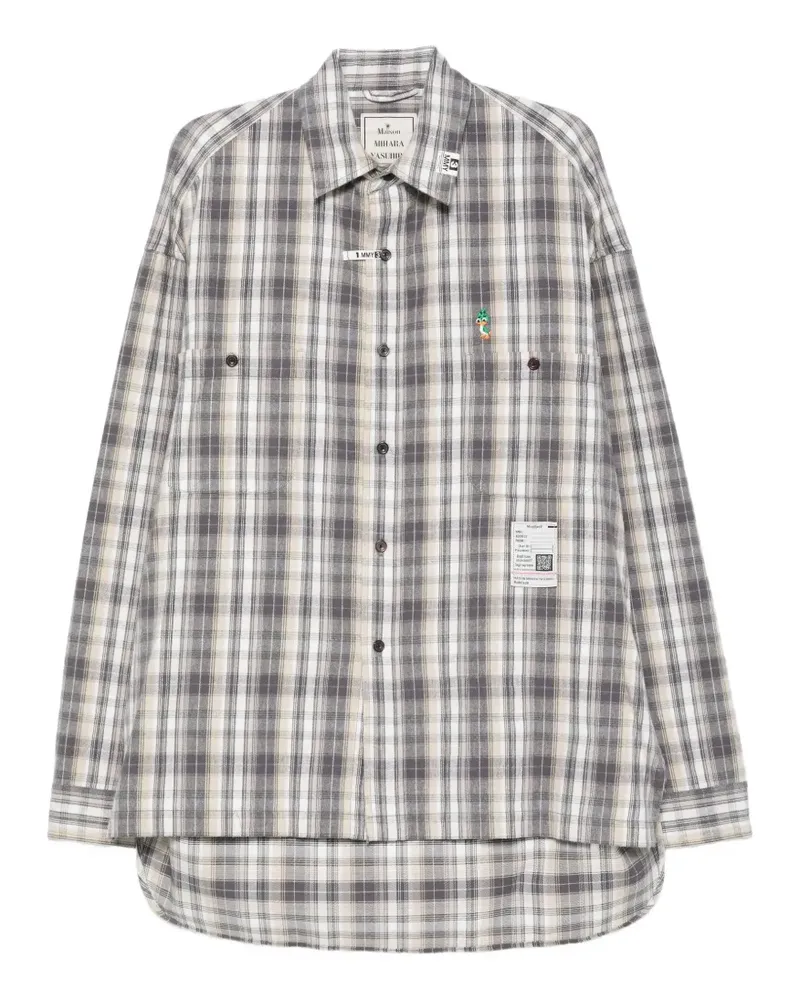 MIHARAYASUHIRO check-pattern embroidered shirt - Grau Grau