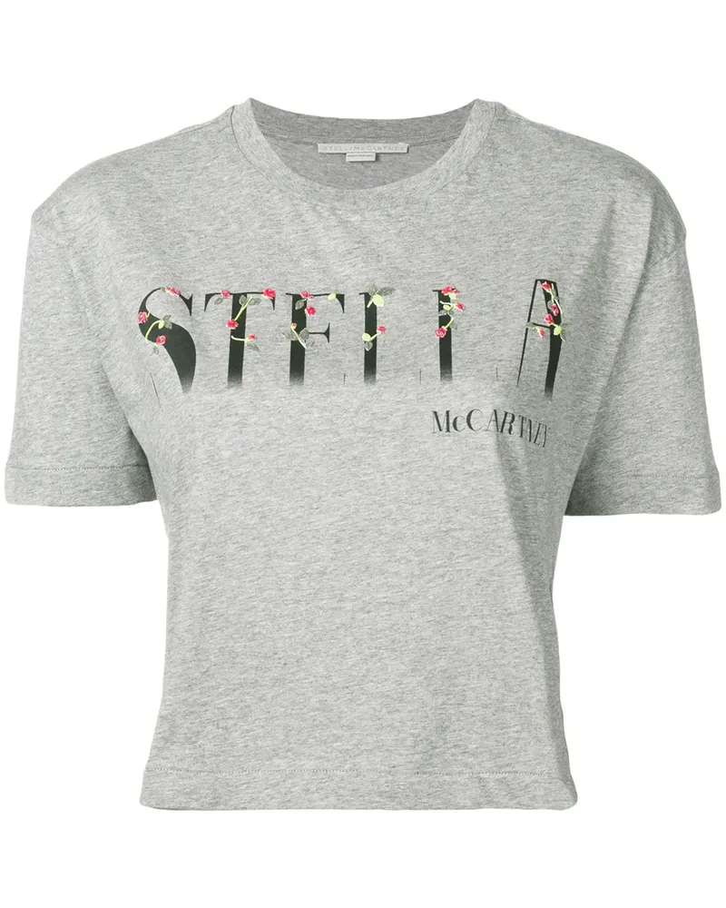 Stella McCartney T-Shirt mit Logo-Patch - Grau Grau