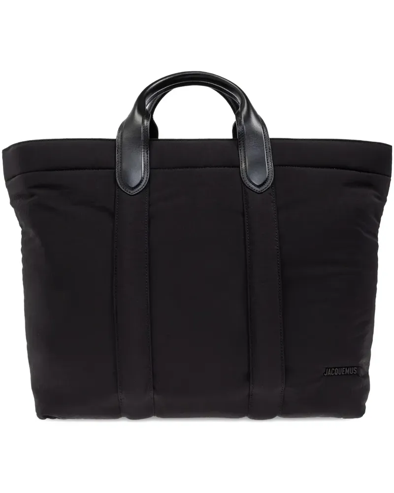 Jacquemus Wattierte The Bambino Tote Bag mit Lederhenkel - Schwarz Schwarz