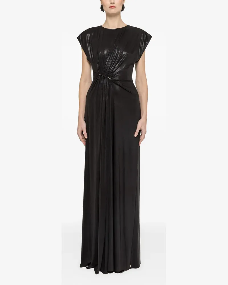NISSA metallic ruched maxi dress - Schwarz Schwarz